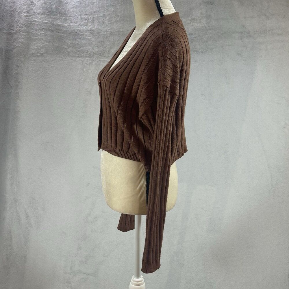 Abound Cropped Women's Size Large Long Sleeve V Neck Brazer Color Brown - Picture 3 of 5
